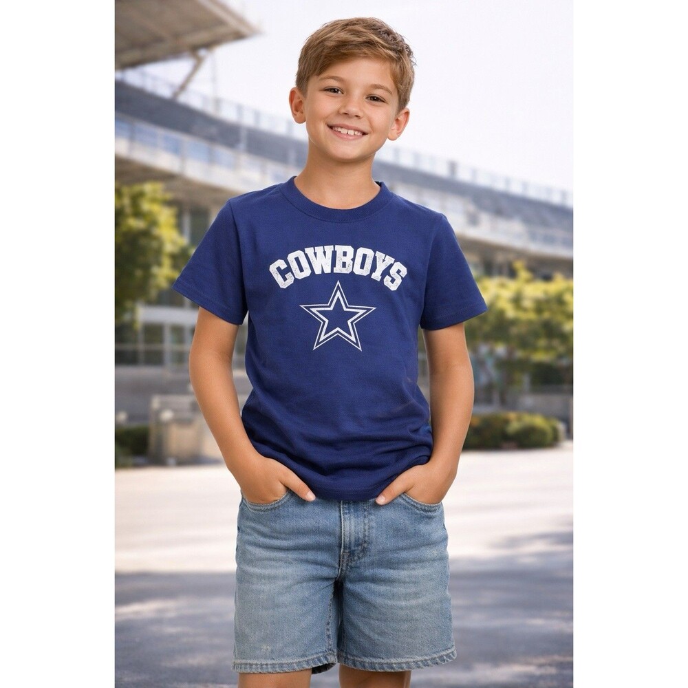 Dallas Cowboys Youth M Shirt Fanatics Pro Line Blue Logo Tee NWT